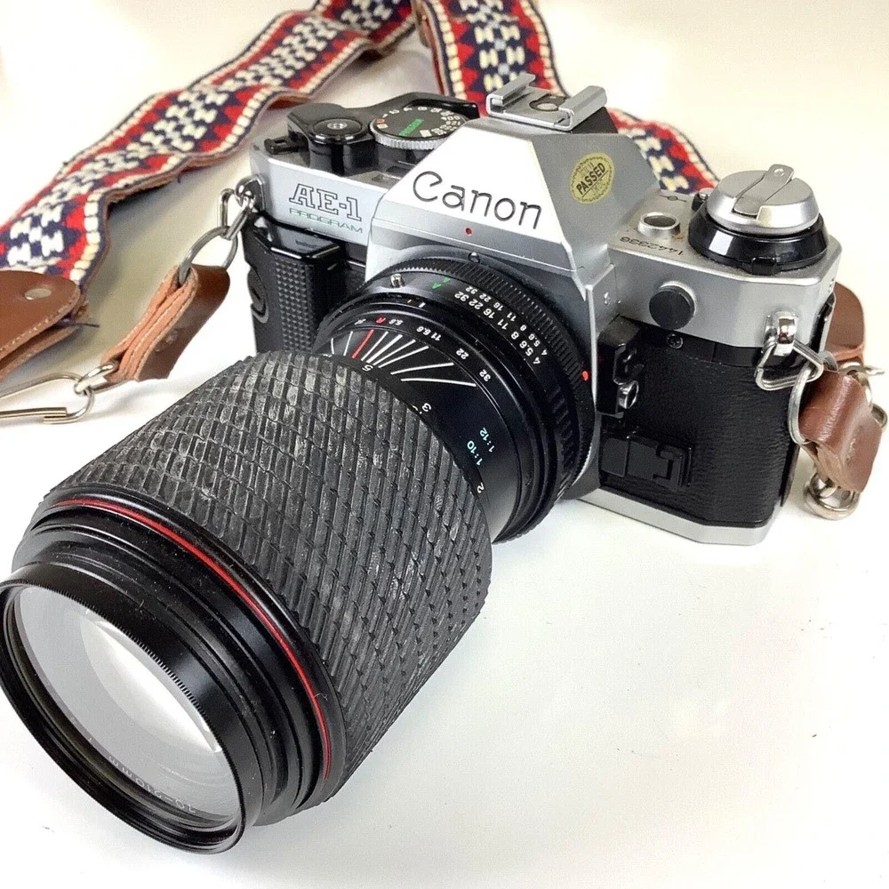 Canon AE-1 Program 35mm Film Camera w/ Tokina 70-210mm Lens TESTED GOOD * READ